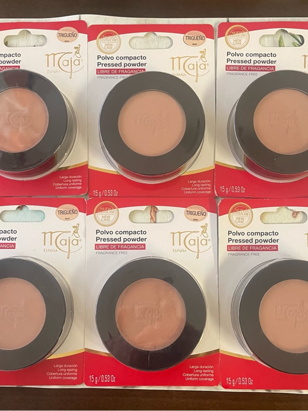 Maja Spain Pressed Powder Mirror and Tassel Compartment Set of 6 Trigueño